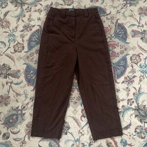 Frank and Oak Cropped Alice Straight Fit Pant on Dark Coffee